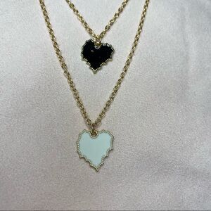 2 heart necklaces set.